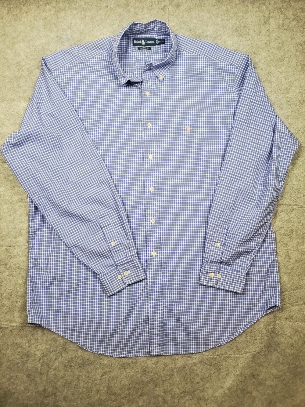 Polo Ralph Lauren Men's XL Classic Fit Blue & White Check Shirt